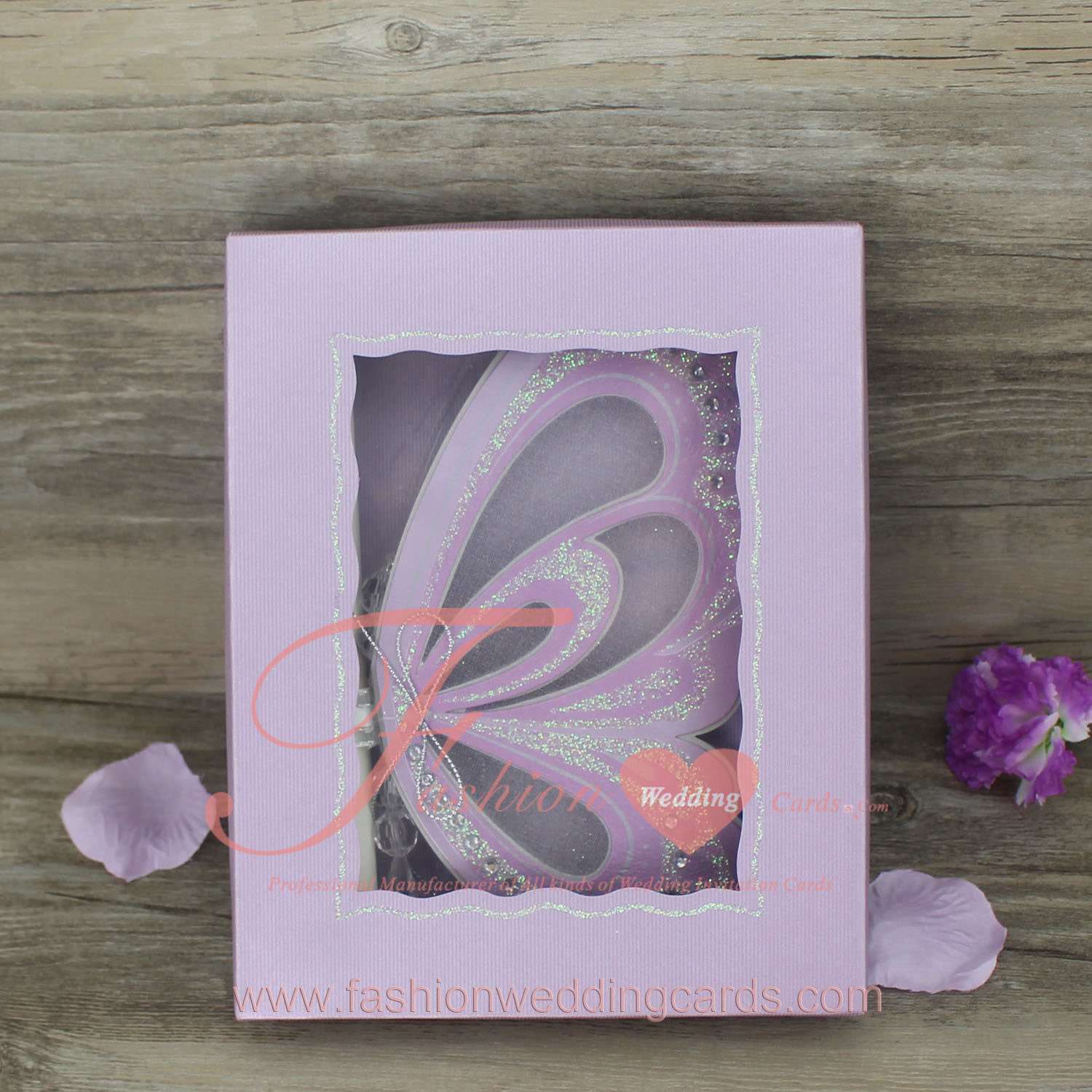 15pcs Butterfly Wedding Invitation Purple Card